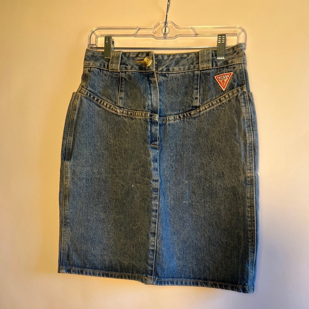 Vintage 80s Guess by George's Mariana Denim Skirt Medium Wash Streetwear Size 30